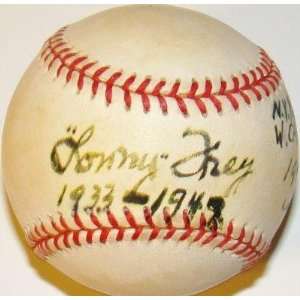 Lonny Frey Autographed Baseball   Inscribed AL   Autographed Baseballs