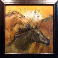 Gladys Morante HORSES Original Painting on Canvas Custom Leather 