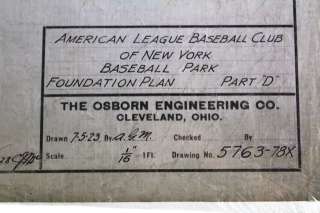 Original Yankee Stadium Architectural Plan Ball Park Foundation Part D 