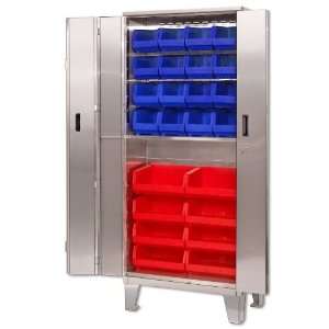   Steel Storage Cabinets With Plastic Bins And Legs 