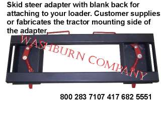 Skid steer quick attach adapter hitch with blank back  