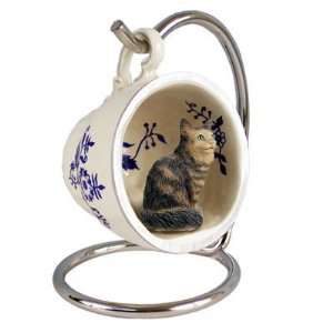  Maine Coon Cat (Brown) Teacup Ornament 