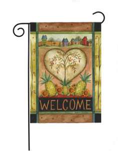 Toland Welcome Heart Primitive Year Round Pineapple Rustic NEW MINI 