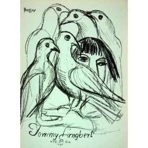 1953 Lithograph Josef Presser Tommy Langbert 498 7th Ave New York Bird 