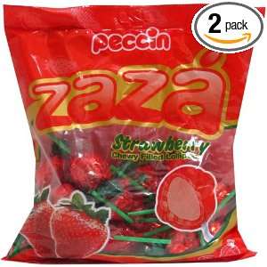 Zaza Strawberry Chewy Filled Kosher Lollipops (Pack of 2)  