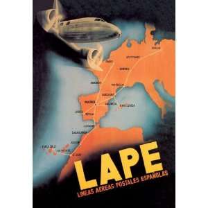  LAPE   Spanish Postal Airlines European Routes 20x30 