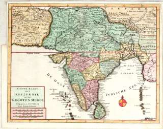   Map, MOGUL EMPIRE, INDIA, SRI LANKA,CEYLON, I. Tirion, 1730  