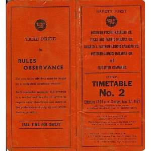   Missouri Pacific Railroad Timetable #2 from 1971 #818 