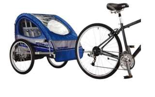 Schwinn Trailblazer Bicycle Bike Trailer Double w/ Stroller Kit Blue 