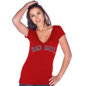  Boston Red Sox Softhand V neck Tee by Majestic Threads 