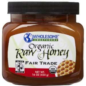 Wholesome Sweeteners Organic Fair Trade Raw Honey, Jars, 16 oz  