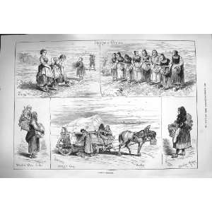  1875 Holiday Germany Tilling Ground Saxony Market Cart 