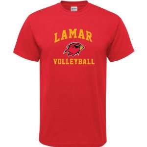  Lamar Cardinals Red Volleyball Arch T Shirt Sports 