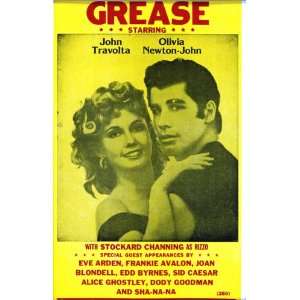Grease Starring John Travolta and Olivia Newton John 14 X 22 Vintage 