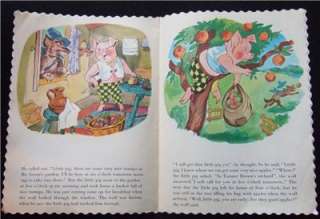 Linen vintage childrens book The Three Little Pigs Netherlands 