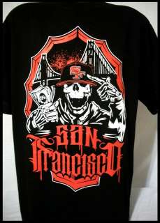   49ers Money Skull T Shirt Bay Area Bridge Frisco 415 Black NEW  