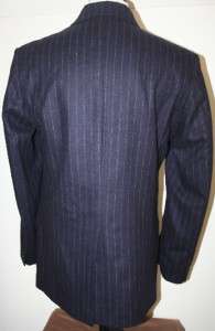 ABERCROMBIE & FITCH 44L Mens Large Blue Striped Suit Coat Blazer Sport 