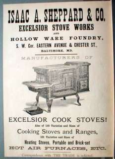 1894 Excelsior Stove Works & Fords Bazar Baltimore MD  
