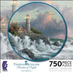  750pc Thomas Kinkade Round Puzzle Conquering the Storms 