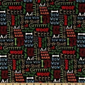  44 Wide Its A Dogs Life Text Black Fabric By The Yard 