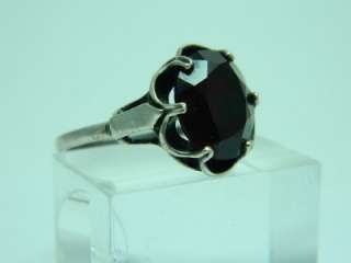 Vintage Sterling Silver RUBY GLASS Ring Size 7   9 Adjustable Sarah 