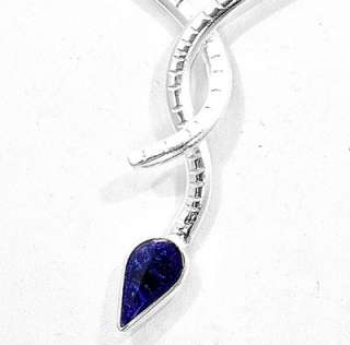 This is a silver plated, handcrafted necklace with a block sodalite 