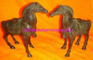 Pair of Chinese old Bronze War Horse Statue  
