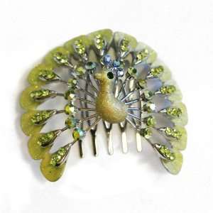  Sparkling Peacock Curved Crystal Comb (L. Green & AB 