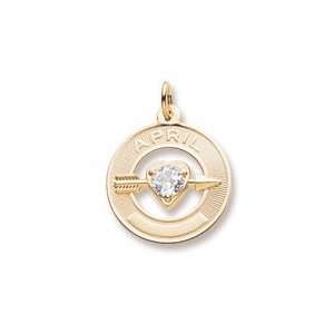  April Birthstone Charm in Yellow Gold Jewelry