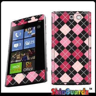 Black Pink Argyle Vinyl Case Decal Skin To Cover Dell Venue Pro AT&T 
