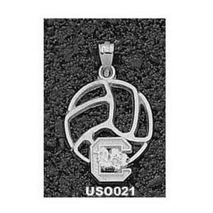  South Carolina 3/4in Sterling Silver Volleyball Pendant 