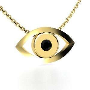   Evil Eye Pendant, Round Black Onyx 14K Yellow Gold Necklace Jewelry