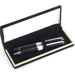   Ballpoint and Rollerball Pen in Black Large Velvet Box