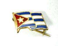 REPUBLIC OF CUBA FLAG CUBAN ENAMEL OLD PIN BADGE *  