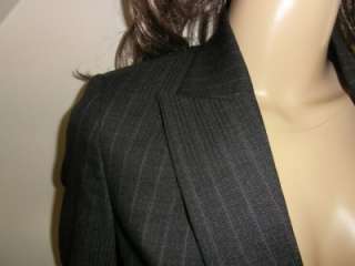 BENETTON Womens GRAY 38 4 Small Blazer Jacket Designer Pinstripe 