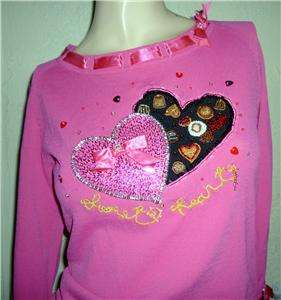 BEREK Gorgeous Pink Heart Long Sleeved Top/Shirt Size Small  