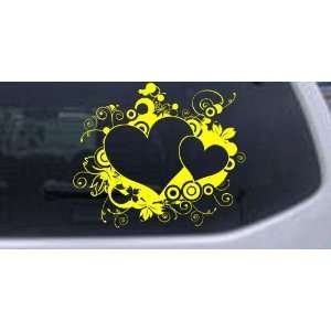  Yellow 16in X 13.6in    Hearts With Swirls Car Window Wall 