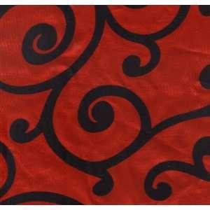  Flocked Red Taffeta Swirls Print Fabric By the Yard 