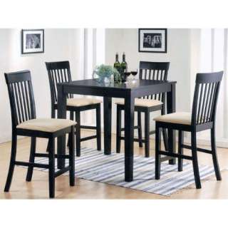    5 pc espresso finish wood counter height small dining table set
