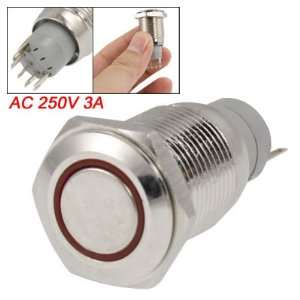   Amico Red LED 5 Teminal Momentary Metal Push Button Switch Automotive