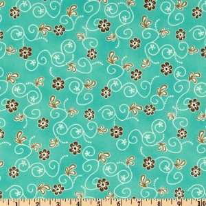  45 Wide Neutral Territory Scrool Blue Fabric By The Yard 