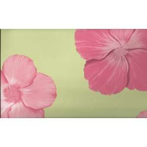  Wallpaper Designer Big Pink Hibiscus on Lime Green 