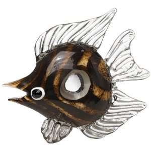    Amber and White Blown Glass Fish I Sculpture