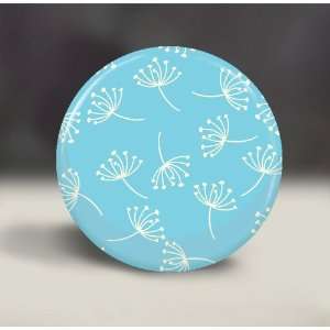 Pocket Mirror Blue with White Dandelions, Compact Mirror, Great Gift 