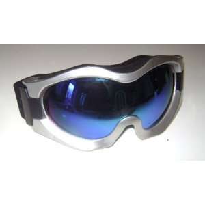  SKI Snow Goggles Snowboard Sport Sunglasses Silver Tone Blue 