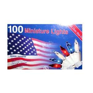 100 RED WHITE BLUE Lights Minature July 4th Christmas Mini 