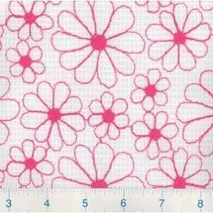  48 Wide Embroidered Cotton Pique` Pink/White Floral Fabric 