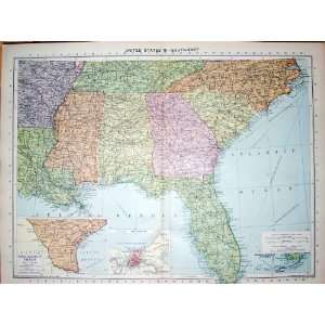  1935 Map America Florida Orleans Texas Gulf Mexico