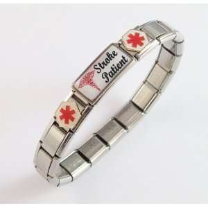  Stroke Patient Medical ID Alert Italian Charm Bracelet 