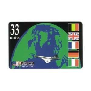  Collectible Phone Card 33u Concorde Airplane, World Flags 